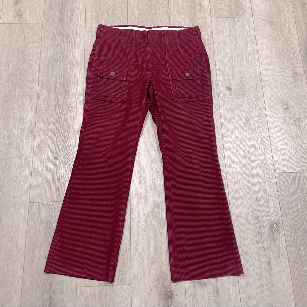 Vintage 70s Levi’s big E corduroy safari bush pants flare burgandy size 34x30